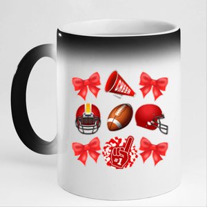 Cute Football Cheer Fan Lover Coquette style 11oz Black Color Changing Mug