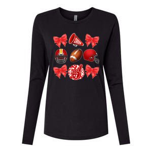 Cute Football Cheer Fan Lover Coquette style Womens Cotton Relaxed Long Sleeve T-Shirt