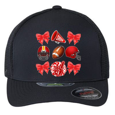 Cute Football Cheer Fan Lover Coquette style Flexfit Unipanel Trucker Cap