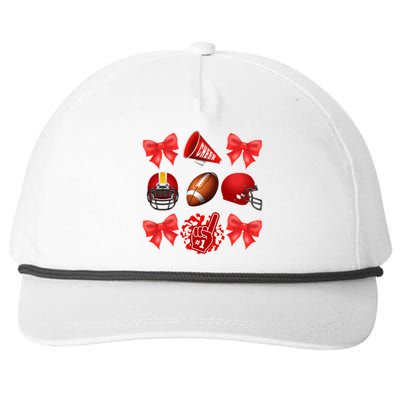 Cute Football Cheer Fan Lover Coquette style Snapback Five-Panel Rope Hat