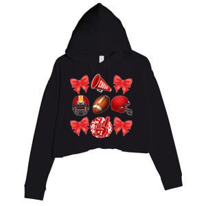 Cute Football Cheer Fan Lover Coquette style Crop Fleece Hoodie