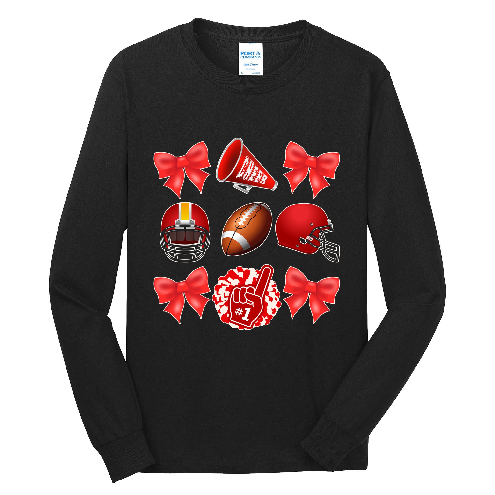 Cute Football Cheer Fan Lover Coquette style Tall Long Sleeve T-Shirt