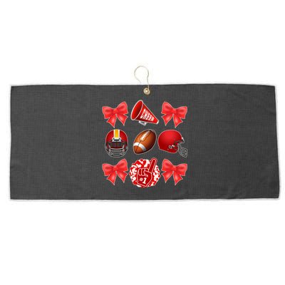 Cute Football Cheer Fan Lover Coquette style Large Microfiber Waffle Golf Towel