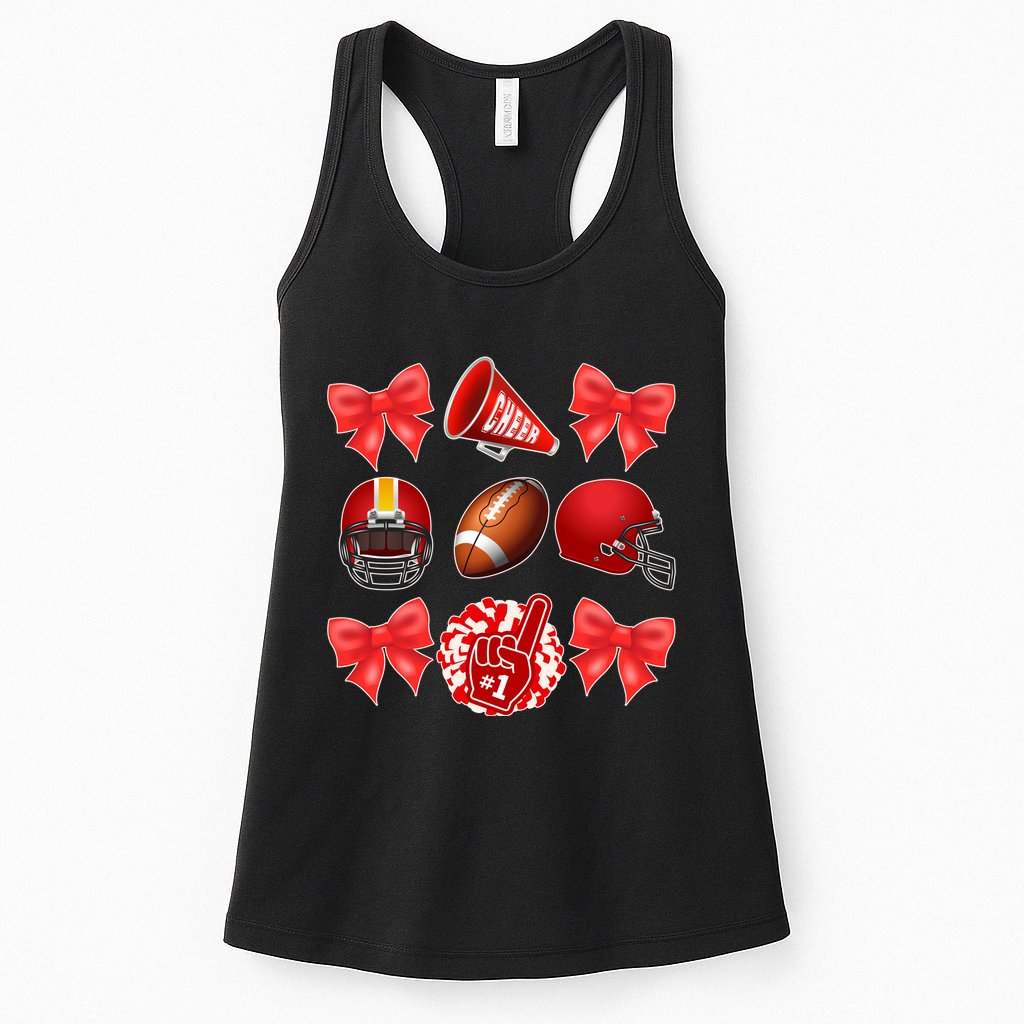 Cute Football Cheer Fan Lover Coquette style Womens Tank Top