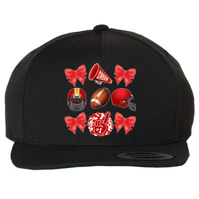 Cute Football Cheer Fan Lover Coquette style Wool Snapback Cap