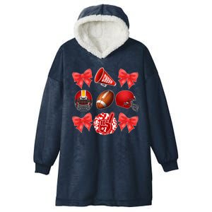 Cute Football Cheer Fan Lover Coquette style Hooded Wearable Blanket