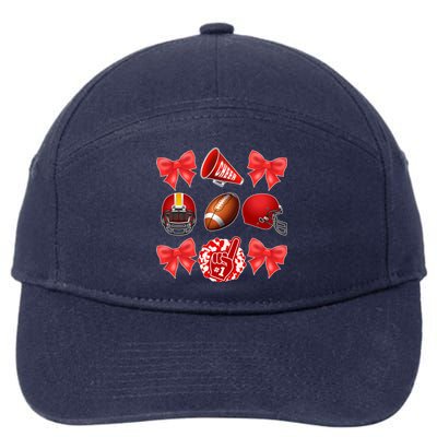 Cute Football Cheer Fan Lover Coquette style 7-Panel Snapback Hat