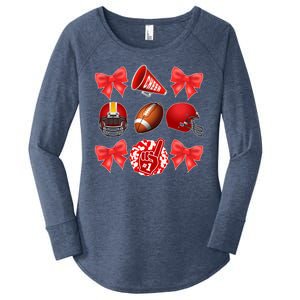 Cute Football Cheer Fan Lover Coquette style Women's Perfect Tri Tunic Long Sleeve Shirt