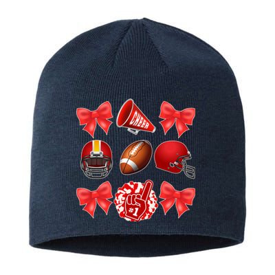 Cute Football Cheer Fan Lover Coquette style Sustainable Beanie