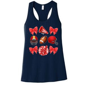 Cute Football Cheer Fan Lover Coquette style Women's Racerback Tank