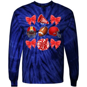 Cute Football Cheer Fan Lover Coquette style Tie-Dye Long Sleeve Shirt