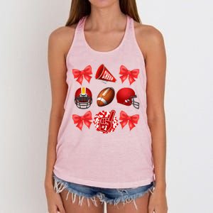 Cute Football Cheer Fan Lover Coquette style Women's Knotted Racerback Tank