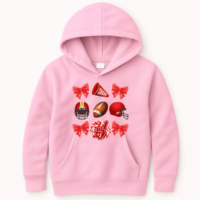 Cute Football Cheer Fan Lover Coquette style Kids Hoodie