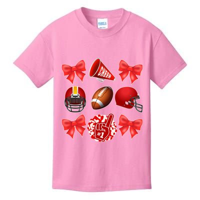 Cute Football Cheer Fan Lover Coquette style Kids T-Shirt