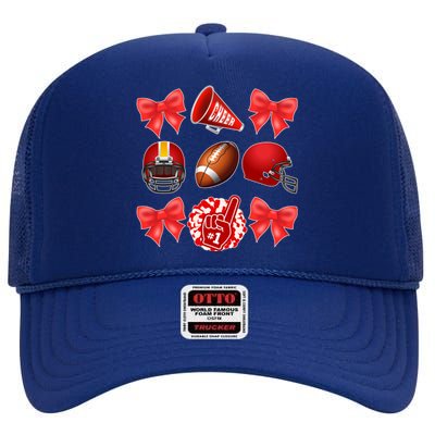 Cute Football Cheer Fan Lover Coquette style High Crown Mesh Back Trucker Hat