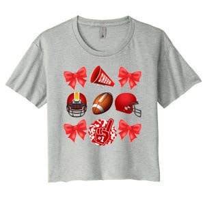 Cute Football Cheer Fan Lover Coquette style Women's Crop Top Tee