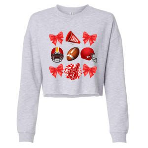 Cute Football Cheer Fan Lover Coquette style Cropped Pullover Crew