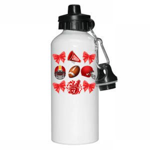 Cute Football Cheer Fan Lover Coquette style Aluminum Water Bottle 