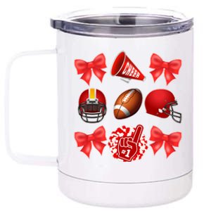 Cute Football Cheer Fan Lover Coquette style 12 oz Stainless Steel Tumbler Cup