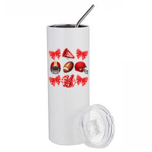 Cute Football Cheer Fan Lover Coquette style Stainless Steel Tumbler