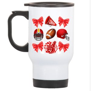 Cute Football Cheer Fan Lover Coquette style Stainless Steel Travel Mug