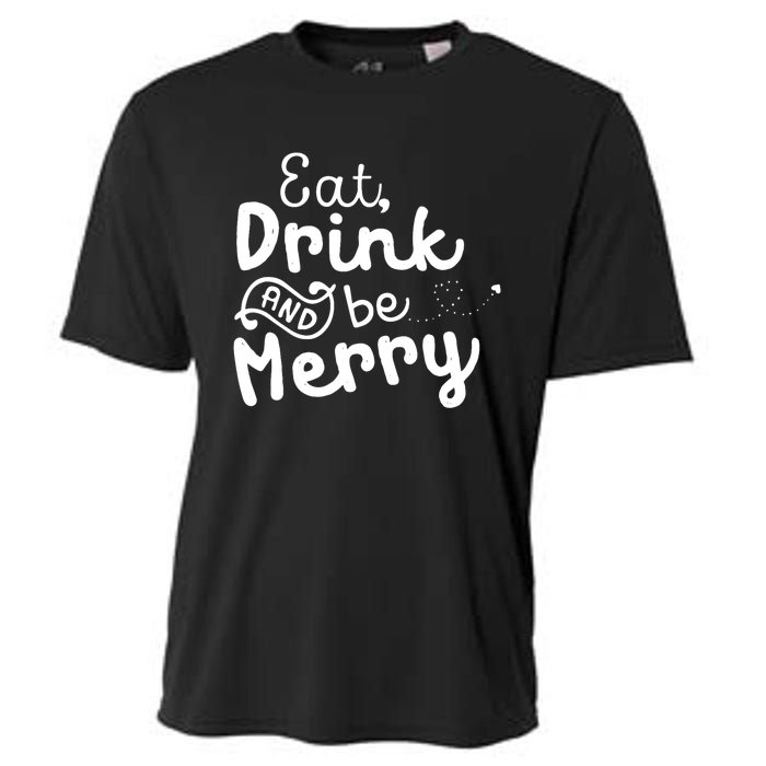 Cute & Funny Christmas Eat Drink & Be Merry Cooling Performance Crew T-Shirt