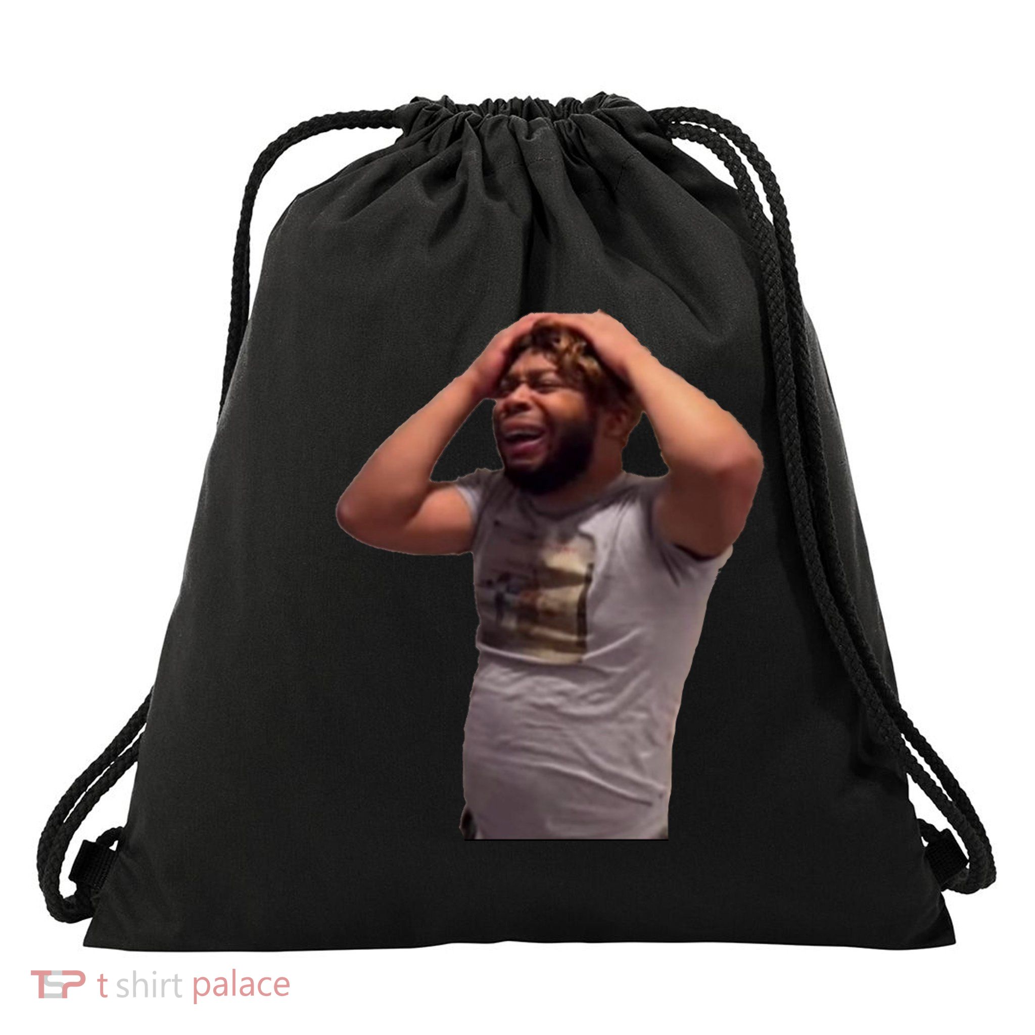 Crying Face Drawstring Bag