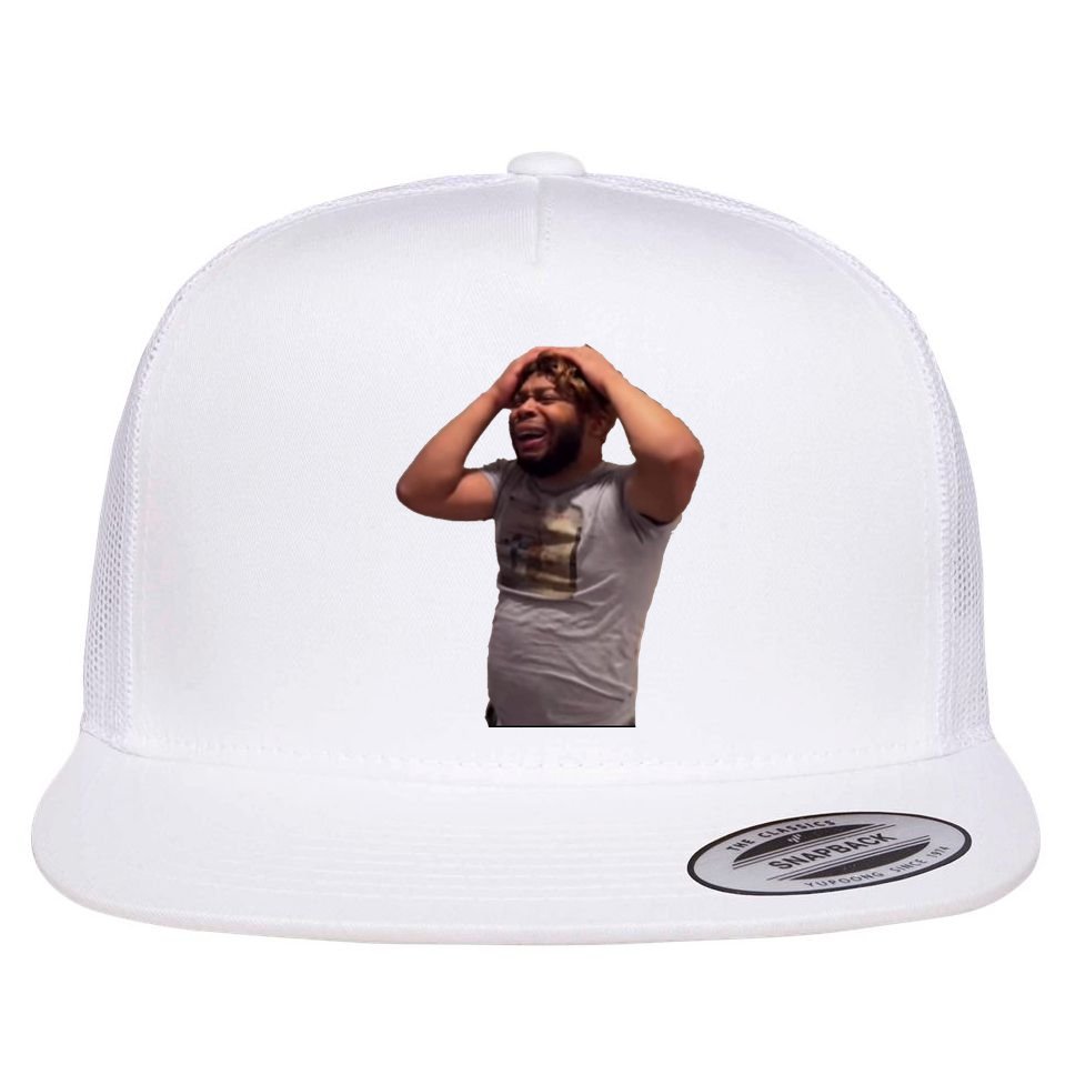 Crying Face Flat Bill Trucker Hat