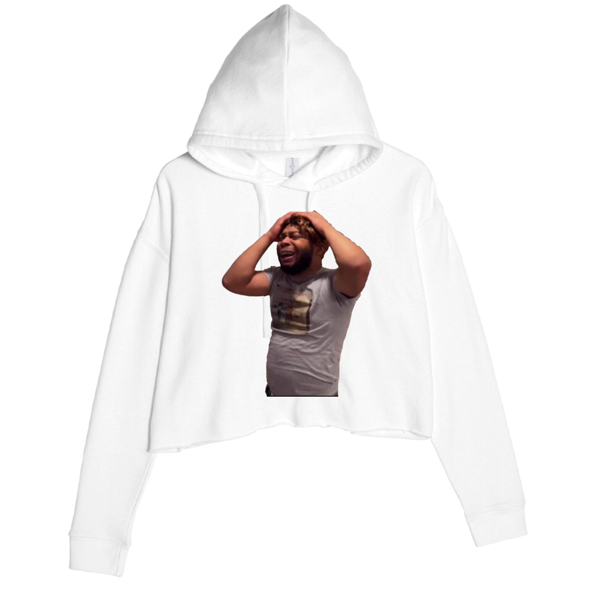 Crying Face Crop Fleece Hoodie