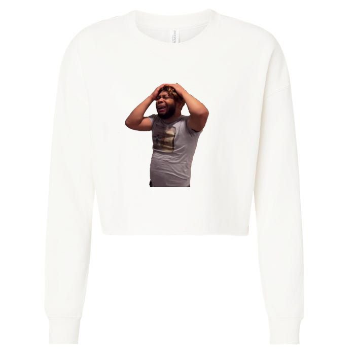 Crying Face Cropped Pullover Crew