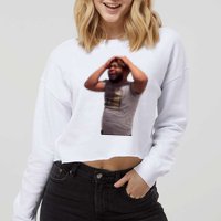 Crying Face Cropped Pullover Crew