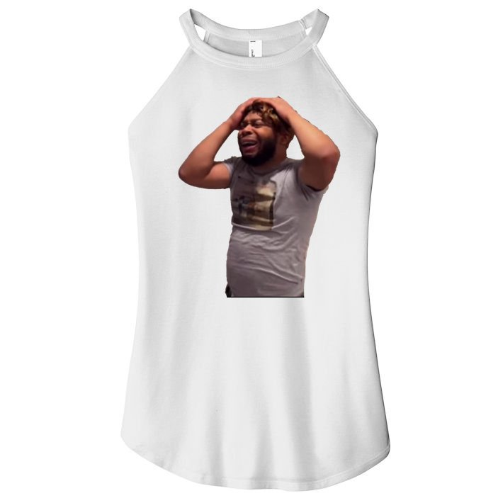 Crying Face Women's Perfect Tri Rocker Tank