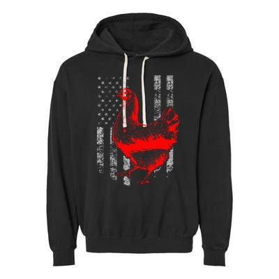 Chicken Farmer Cool Chicken Flag Garment-Dyed Fleece Hoodie