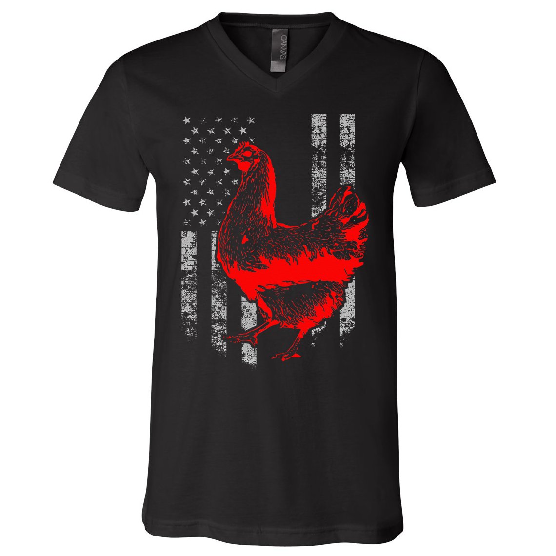 Chicken Farmer Cool Chicken Flag V-Neck T-Shirt