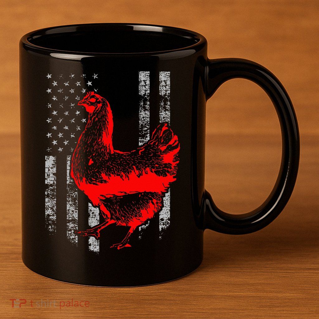 Chicken Farmer Cool Chicken Flag 11oz C Handle Ceramic Mug