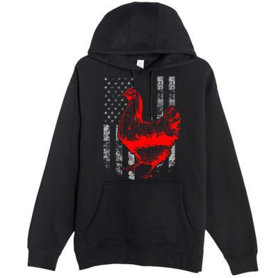 Chicken Farmer Cool Chicken Flag Premium Pullover Hoodie