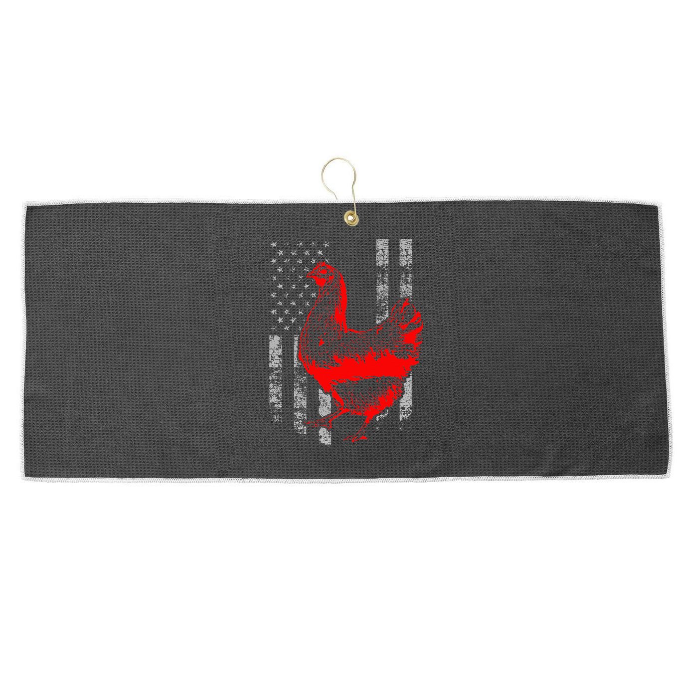 Chicken Farmer Cool Chicken Flag Large Microfiber Waffle Golf Towel