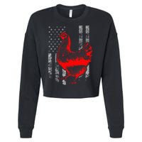 Chicken Farmer Cool Chicken Flag Cropped Pullover Crew