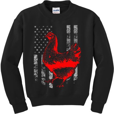 Chicken Farmer Cool Chicken Flag Kids Sweatshirt