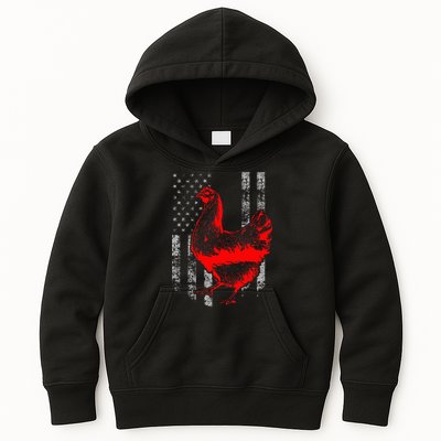 Chicken Farmer Cool Chicken Flag Kids Hoodie