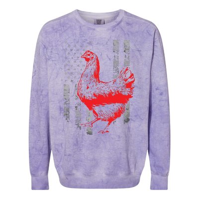 Chicken Farmer Cool Chicken Flag T Colorblast Crewneck Sweatshirt