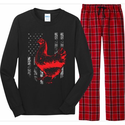 Chicken Farmer Cool Chicken Flag T Long Sleeve Pajama Set