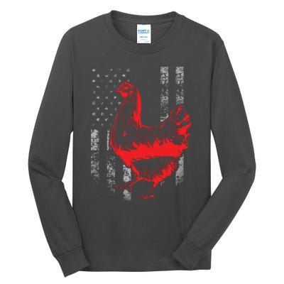 Chicken Farmer Cool Chicken Flag T Tall Long Sleeve T-Shirt