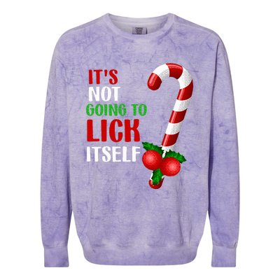 Christmas Funny Candy Canes It`s Not Going to Lick Itself Colorblast Crewneck Sweatshirt