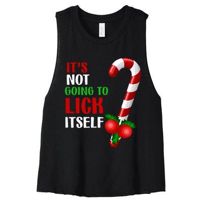 Christmas Funny Candy Canes It`s Not Going to Lick Itself Women's Racerback Cropped Tank