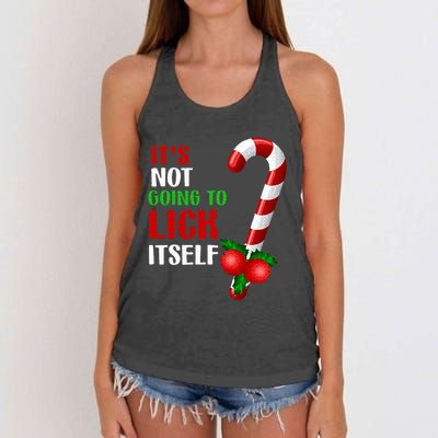 Christmas Funny Candy Canes It`s Not Going to Lick Itself Women's Knotted Racerback Tank