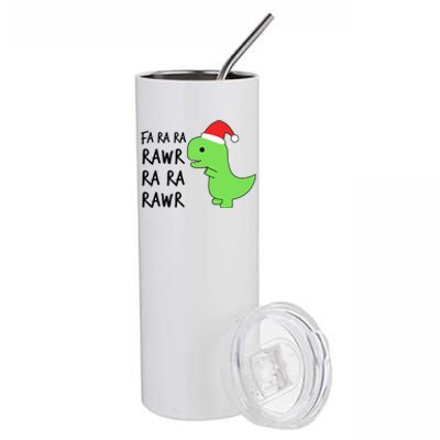 Christmas Funny Cute Trex Fa Ra Ra Rawr Xmas Cute Gift Stainless Steel Tumbler