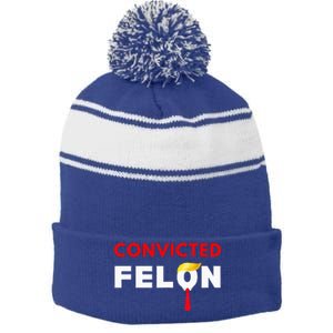 Convicted Felon Donald Trump Guilty Lock Him Up Stripe Pom Pom Beanie