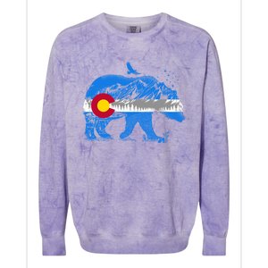 Colorado Flag Design Mountains And Bear Landscape Graphic Gift Colorblast Crewneck Sweatshirt