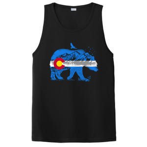 Colorado Flag Design Mountains And Bear Landscape Graphic Gift PosiCharge Competitor Tank